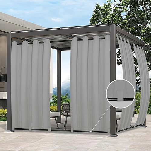Easy-Going Outdoor Curtains Waterproof Windproof Weatherproof Curtain for Patio, Cabana,