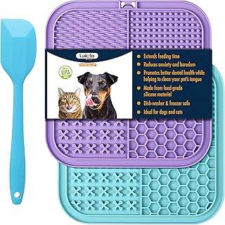 Feeding Mat for Dogs & Cats 2 Pack, Slow Feeder & Non-Slip Design, Pet Calming Dog Treat Mat Anxiety Relief Dog Cat Traini...