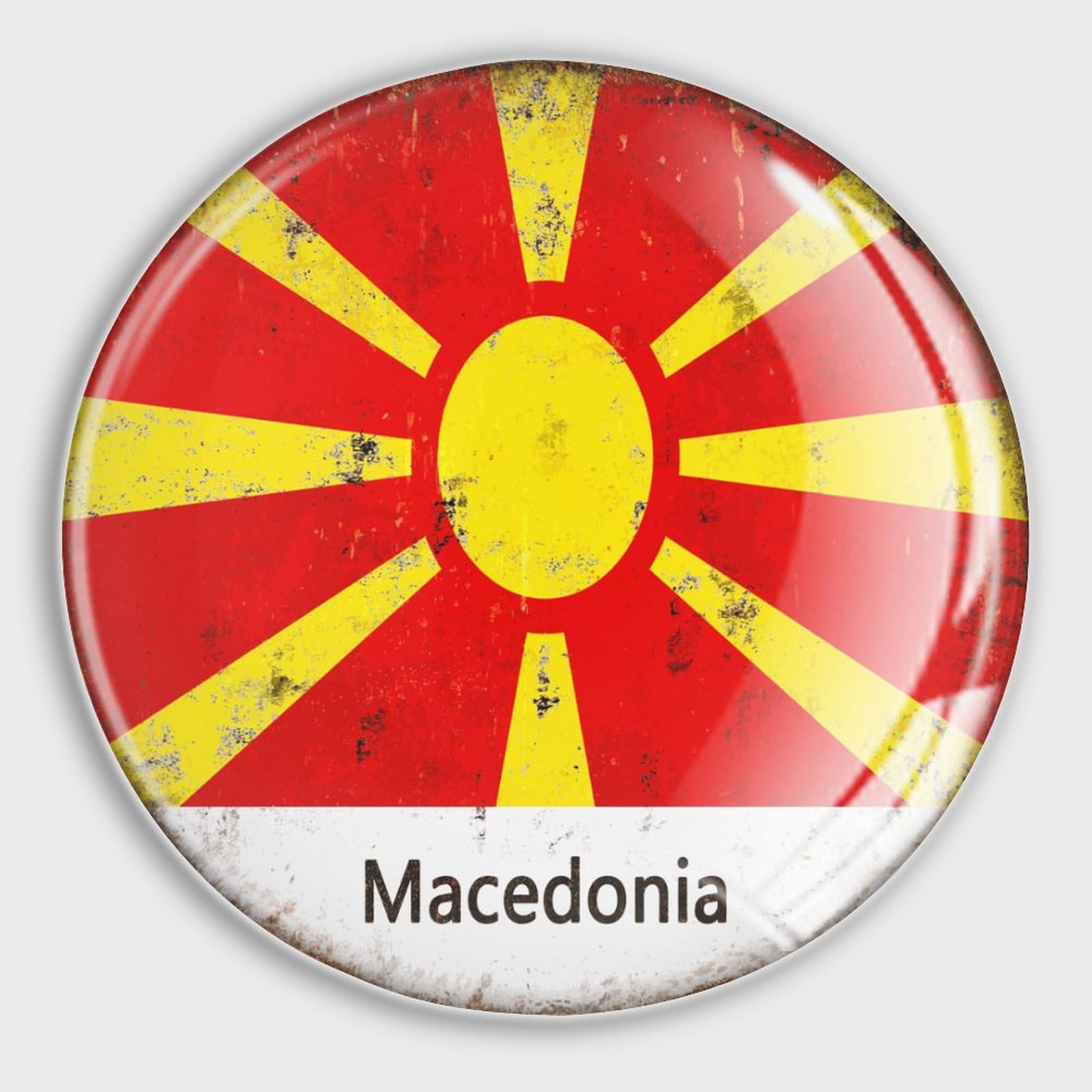 Aimants Macédoine pour frigo puissants en verre design drapeau lot de 4
