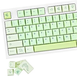 143 Keys Green Custom Keycaps, Ginkgo Botanical Keycaps Cherry Profile, PBT Dye Sublimation Keycap Set for Cherry Gateron MX Switches Mechanical Keyboards