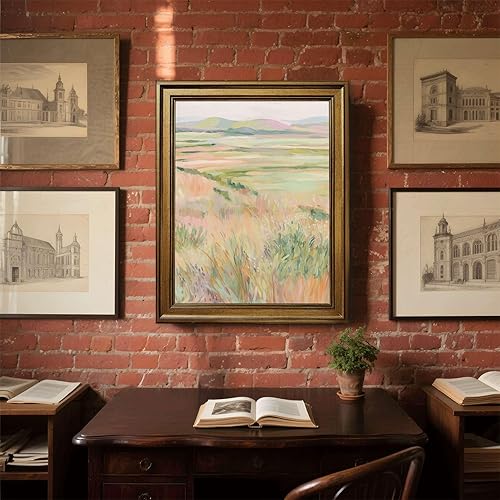Miniatura 5 de Framed Pastel Meadow Landscape Poster Canvas Print Art, Modern Wall Art Painting, Pictures, Minimalist Aesthetic Art Print, Elegant Wall Decor, Home