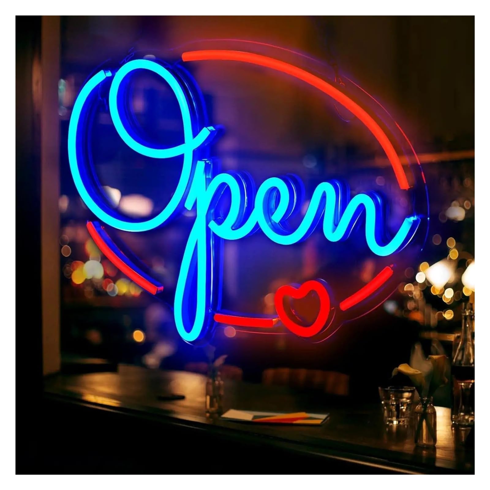 XENITE Hanging Art Neon Signs Open Neon Sign USB Powered LED Dimmable Lights for Business Bar Tiki Window Stores Coffee Shop Wall Art 40x28cm