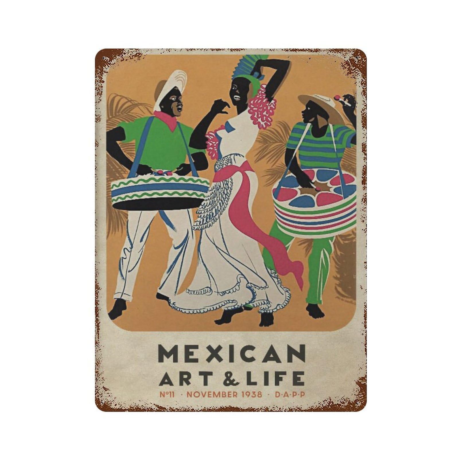 xiaoxiaoshen Mexican Dancers Vintage Magazine Cover Wall Decor Art Metal Tin Poster Modern Home Decor Art Home Bar Shop Decorations Vintage Sign 40x30cm