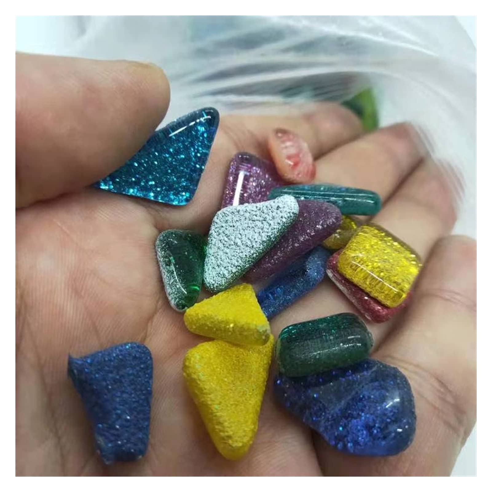 Mosaicos Manualidades, Teselas Para Mosaicos Azulejos de mosaico de cristal de Glitter de 600 g de piedra cuadrada y de forma colorida de forma colorida BRICOLAJE Mosaico haciendo niños materiales art