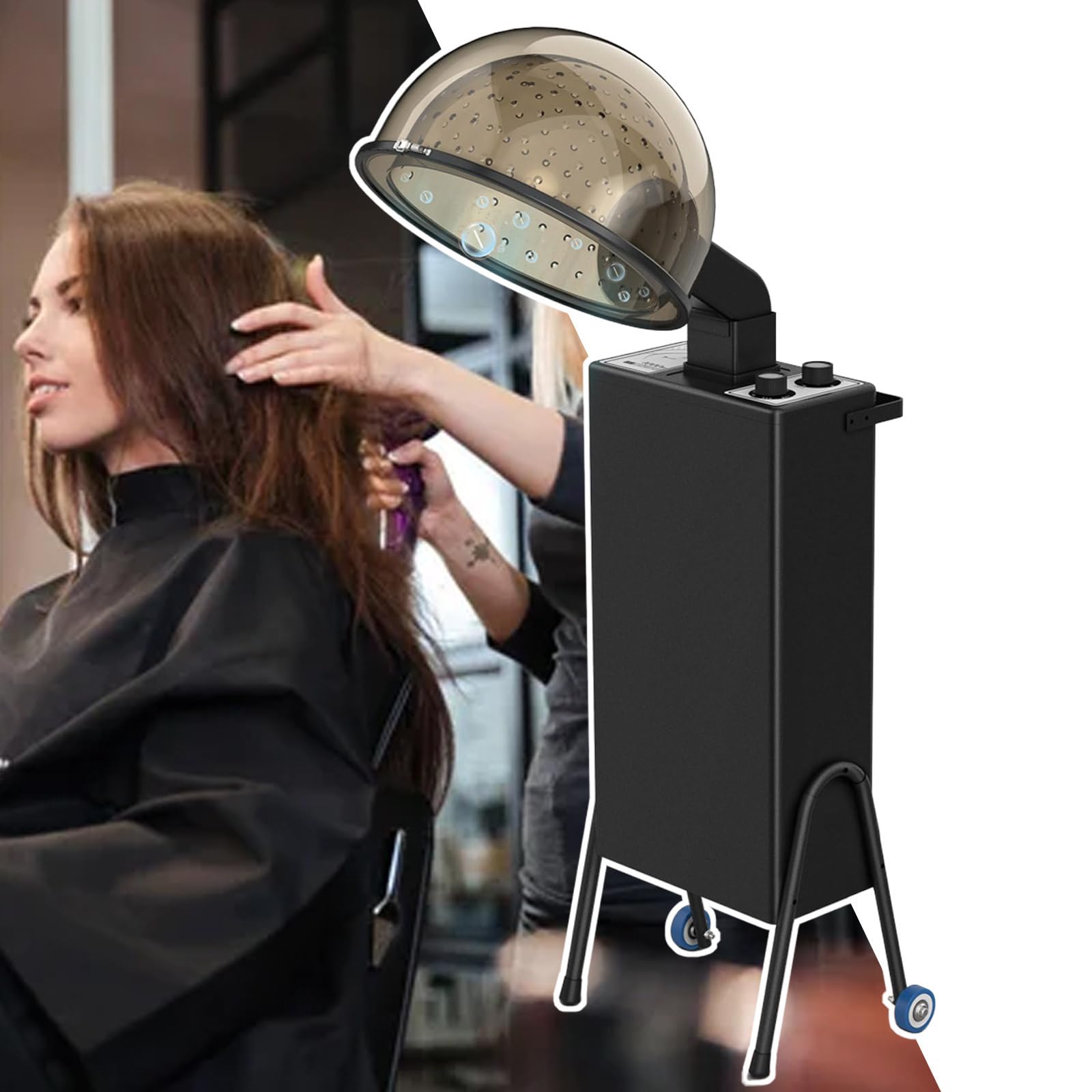 Hooded Hair Dryer Beauty Salon Hot Air Hair Dryer Standing Salon Hair Dryer Machine with Wheels for Salon