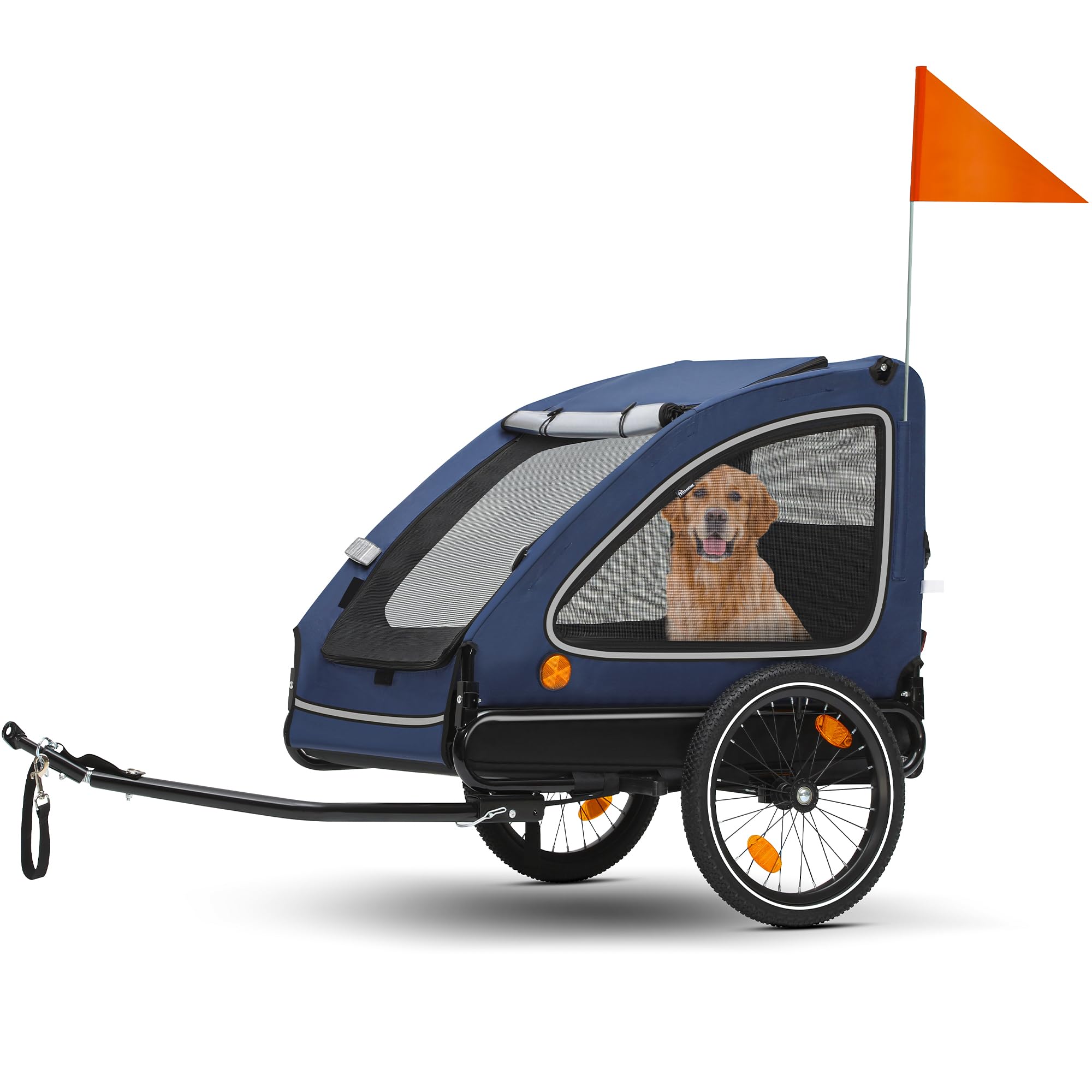 YITAHOME Rimorchio per cani 2 in 1 con ruota anteriore girevole a 360° e rimovibile, passeggino per cani in tela Oxford 600D, rimorchio per bicicletta, max 40 kg, riflettori e guinzaglio di sicurezza