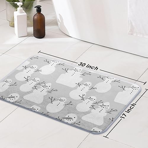 Miniatura 2 de Tapete de baño de Feliz Navidad, 17 x 30 pulgadas, tapete de baño de muñeco de nieve de invierno, tapete decorativo para el hogar, parte trasera de