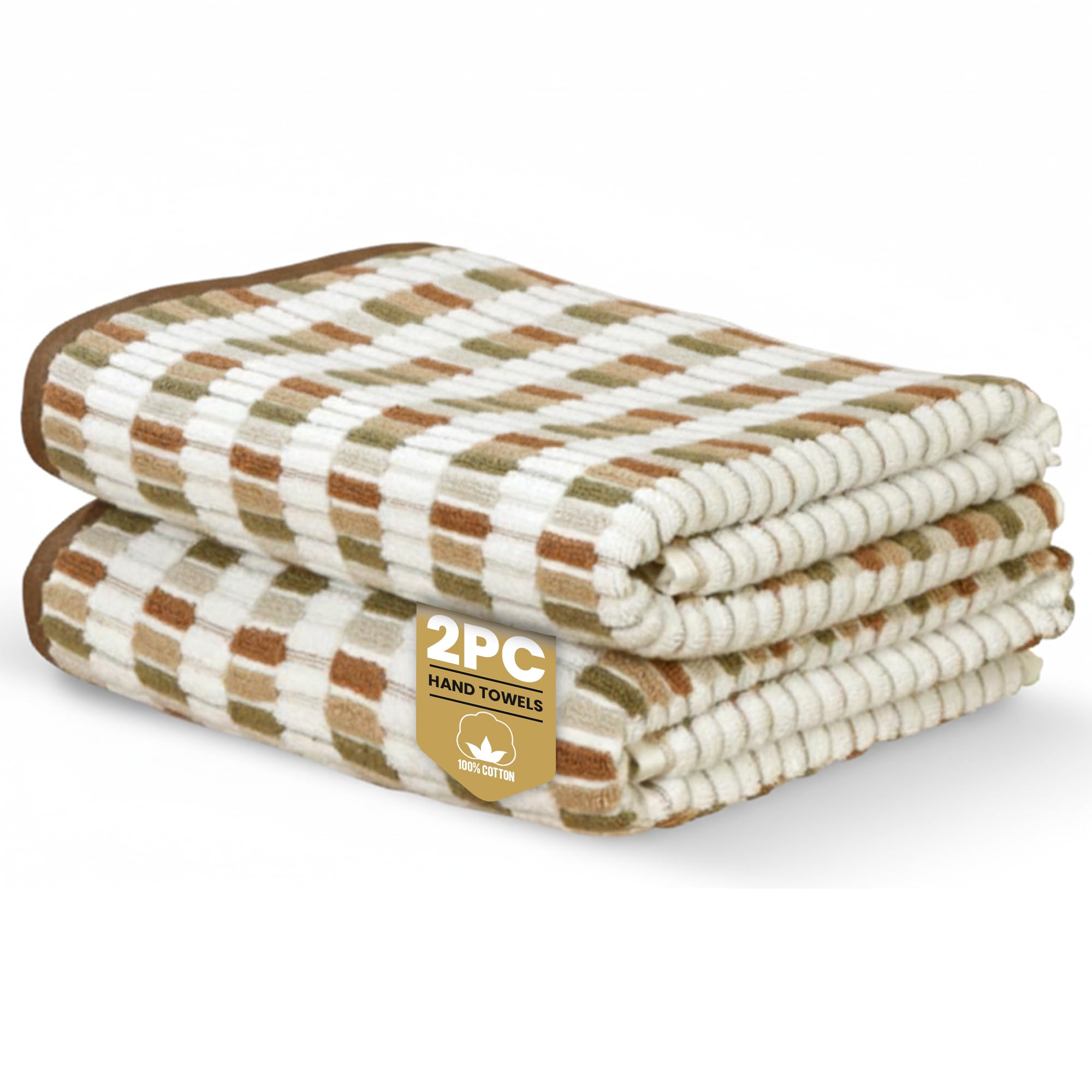 Rapport Home Santa Cruz Hand Towels 2 Pack | Natural | 50x85cm | Luxurious 500GSM 100% Cotton | Oeko-Tex Certified Absorbent & Soft Bathroom Towel Set