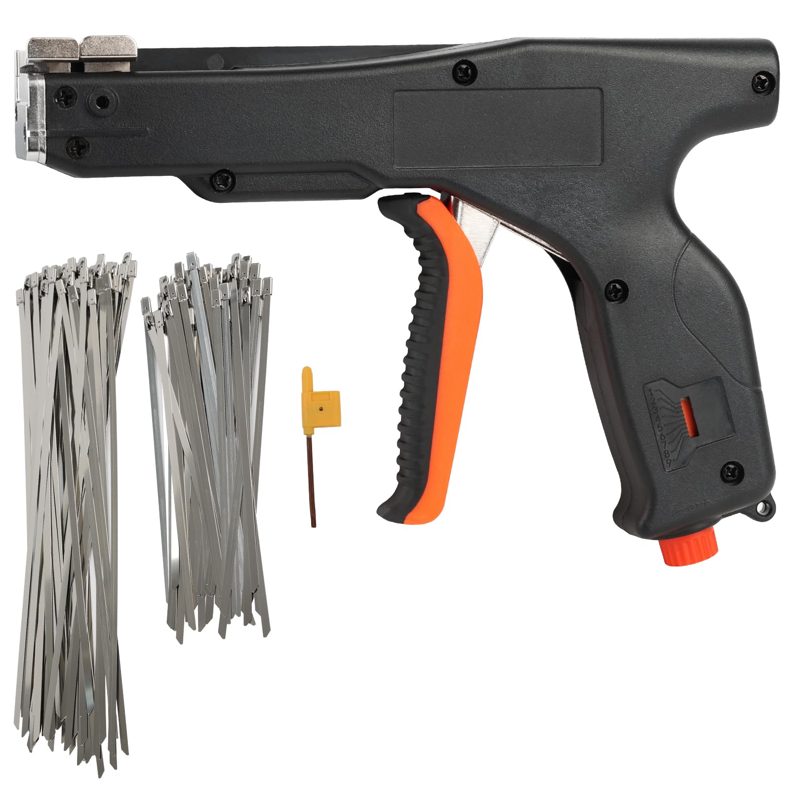 Cable Tie Gun, Metal Cable Tie Cutter with 100x Stainless Steel Cable Ties, Automatic Zip Tie Gun for Tightening Ties