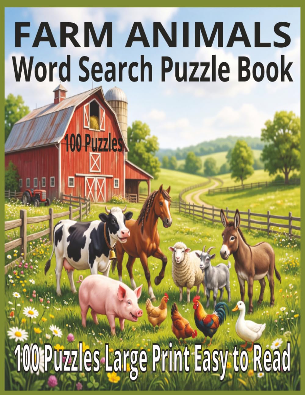 Farm Animals Word Search Puzzle Book: 100Puzzles Large Print Easy to Read