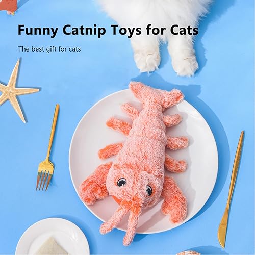 Miniatura 3 de Juguetes para gatos recargables con langosta, juguete activado por el tacto, recargable con hierba gatera natural, pateador interactivo para gatitos