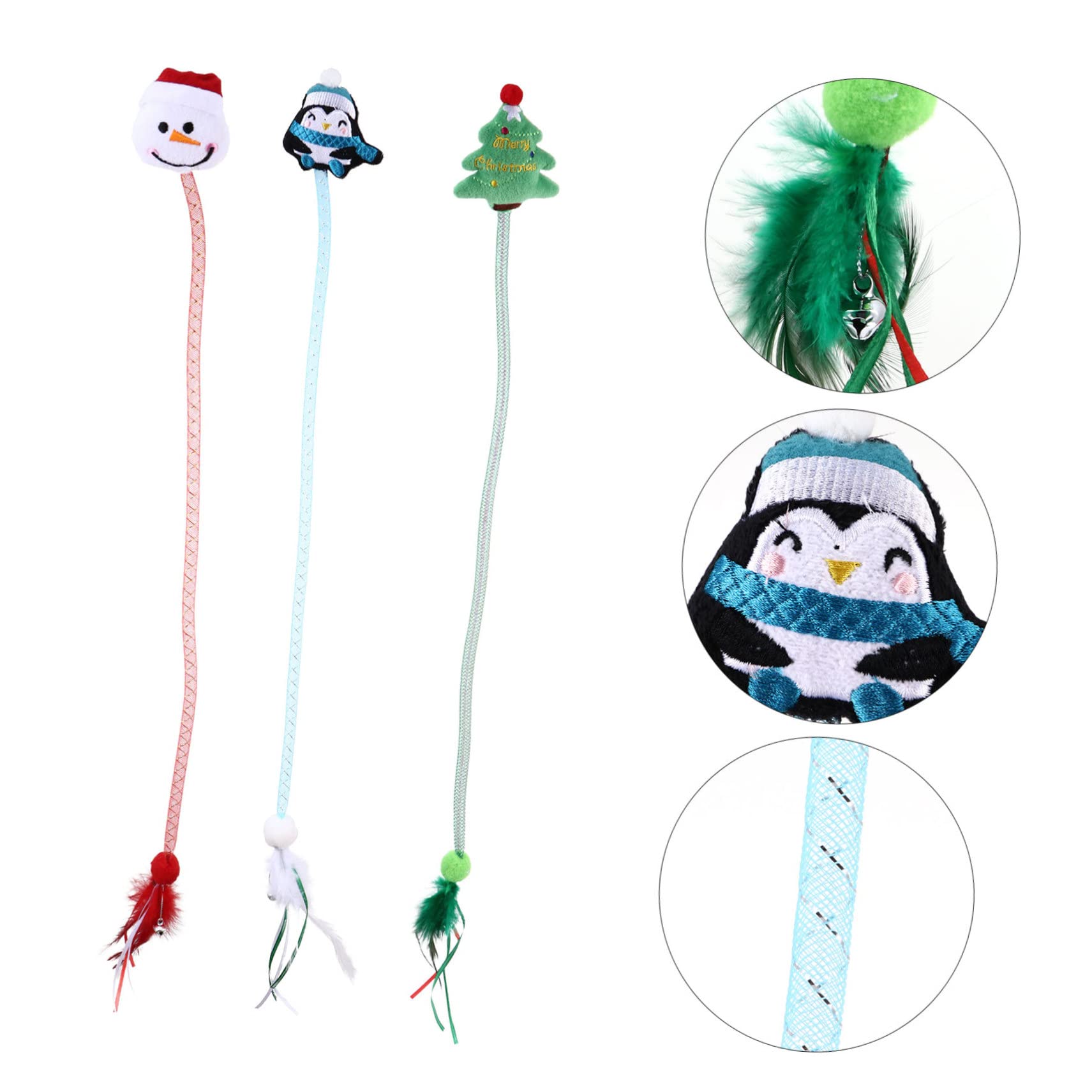 HANABASS 9 Pièces Jouets Interactifs pour Chat Noël avec Herbe à Chat et Cloche Peluche Durable et Rétractable pour Amusement Intérieur