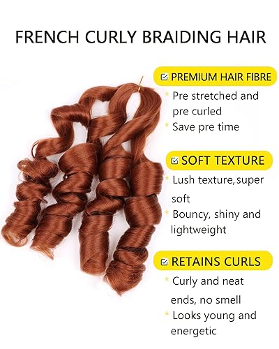 Miniatura 179 de Cabello rizado francés trenzado de 20 pulgadas, color 4, cabello rizado preestirado, 8 paquetes de trenzas de ganchillo para trenzas de caja