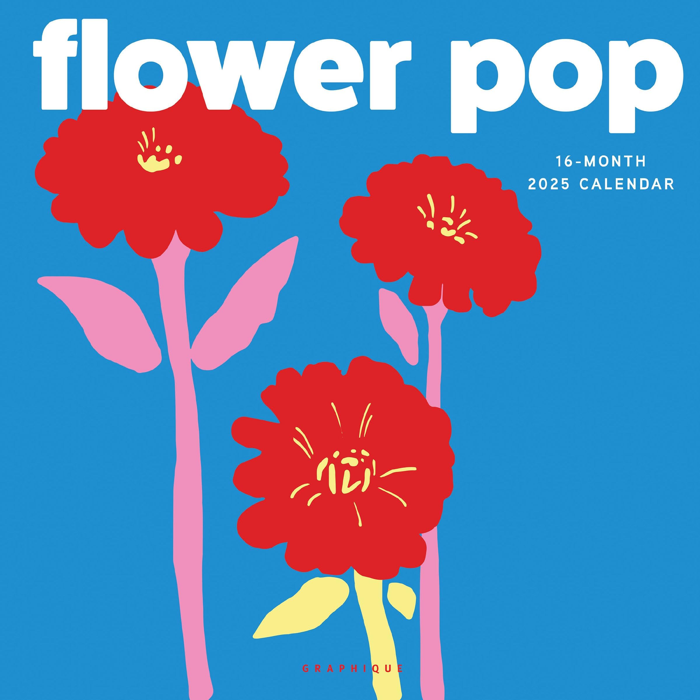 Graphique2025 Flower Pop Wall Calendar | 12โ x 12โ | Thick Paper | Home & Office Organizer | Large Monthly Grid | 3 Languages & Marked Holidays | 4 Month Preview Page for 2026