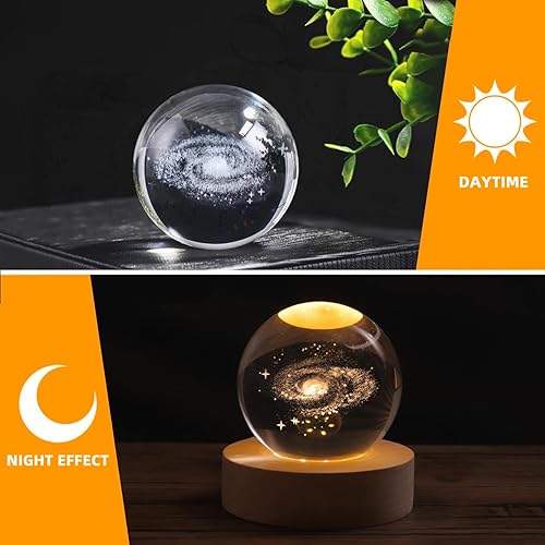 Coyoohouse Bola de cristal brillante 3D tallada interior con base de madera, regalo creativo decorativo, bola de cristal luminosa para compañeros de