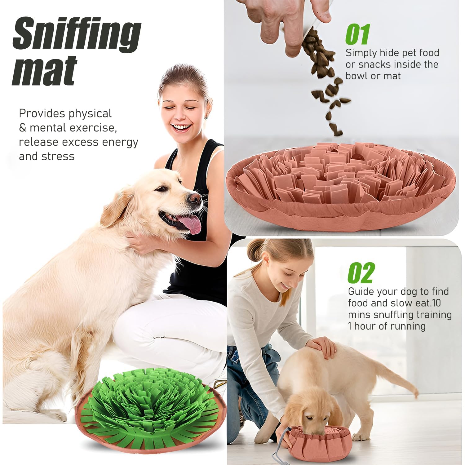 Tappetino per annusare i cani - Coperta olfattiva interattiva antistress per l'addestramento e i giochi educativi, tappetino per cuccioli e cani adulti, lavabile e antiscivolo