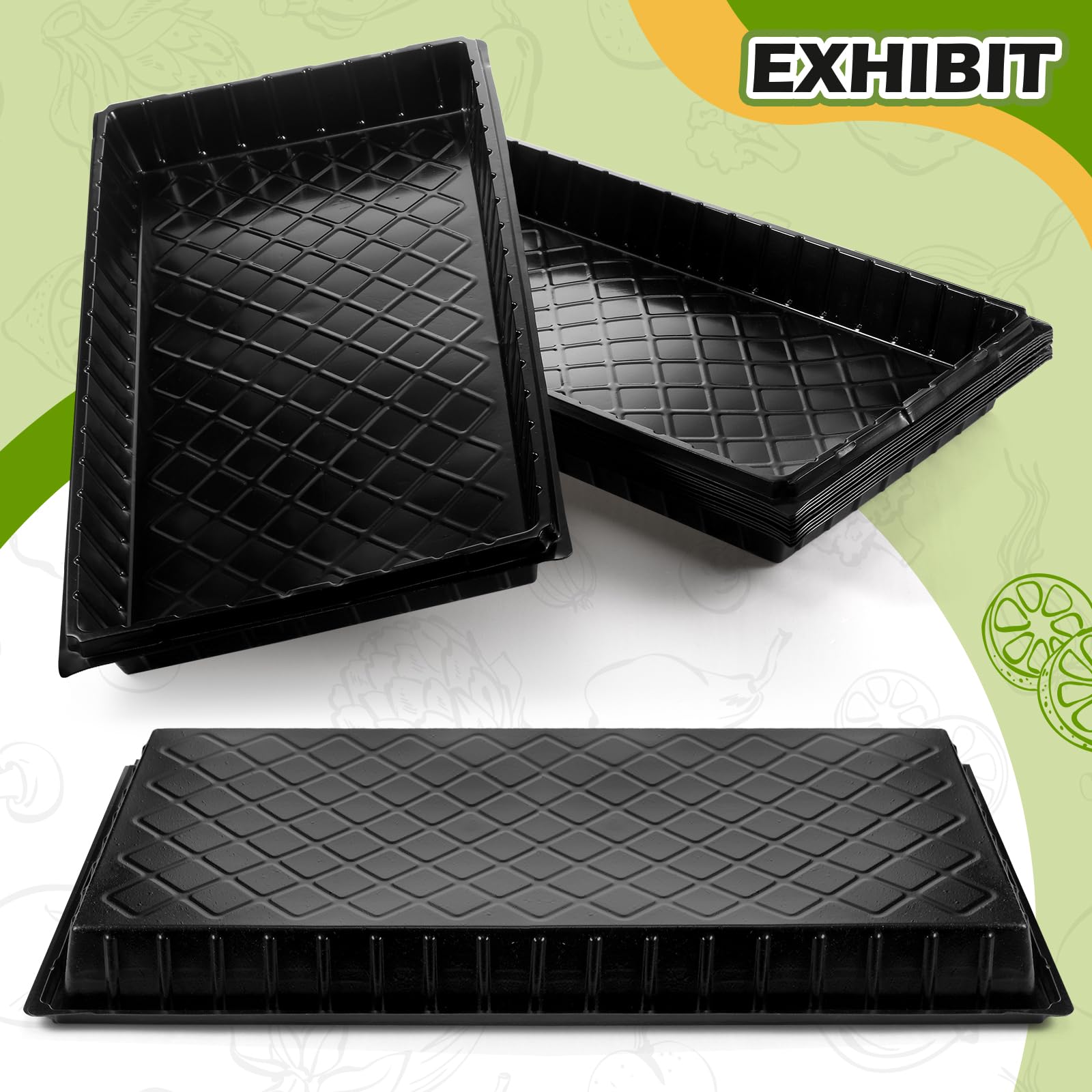 Yinder 20 bandejas de inicio de semillas de plantas, 1020 bandejas sin agujeros y bandejas de tapón de células con 100 etiquetas, bandejas de cultivo para vivero, germinación, hierba de trigo