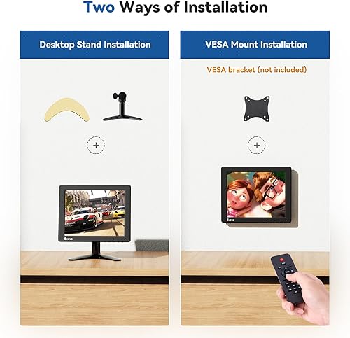 Miniatura 7 de Eyoyo Monitor pequeño de 8 pulgadas, pantalla de cámara de seguridad mini IPS de 1024x768 4:3 con soporte de entrada HDMI VGA AV BNC y control