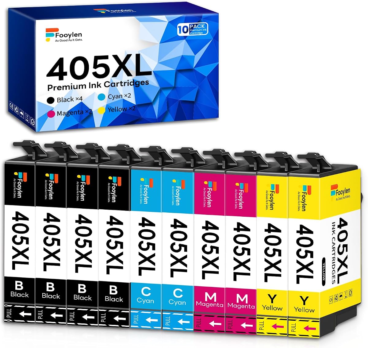 405XL Ink Cartridges Compatible with Epson 405 XL, Multipack Cartridges for Workforce Pro WF-4820, WF-3820, WF-4830, WF-3825, WF-4825, WF-7840, WF-7830, WF-7835 Printers, Pack of 10