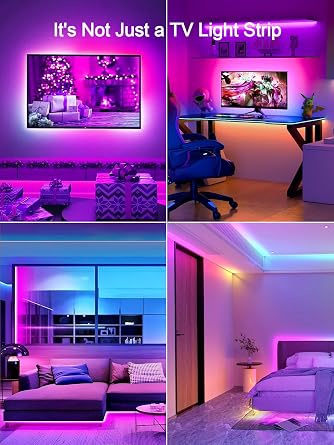 KANTUTOE TV LED Backlight, 23ft Lights for 70-100 Inch, RGB With Remote, Music Sync Bluetooth APP Control Strip USB Powered for Bedroom/Gaming Room [Energy Class A]