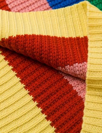 iticat Women Rainbow Sweater Chunky Colorful Striped Turtleneck Pullover