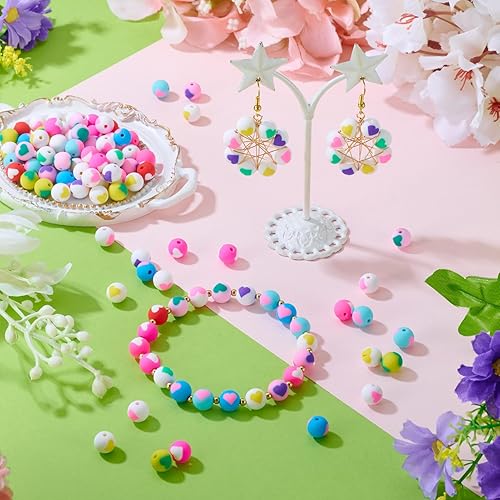 Miniatura 88 de Craftdady 200 cuentas sueltas de arcilla polimérica Plumeria Flower Spacer de 0.472 x 0.315 in, colores mezclados al azar, 5 pétalos, cuentas Flores