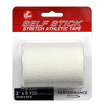 Cramer Eco-Flex Self-Stick Stretch Tape, Cohesive Tape, Flexible Elastic Sports Tape, Athletic Training Room Supplies, Easy Tear & Self-Adherent Bandage Wrap, Single 5 Yard Roll, Compression Tape