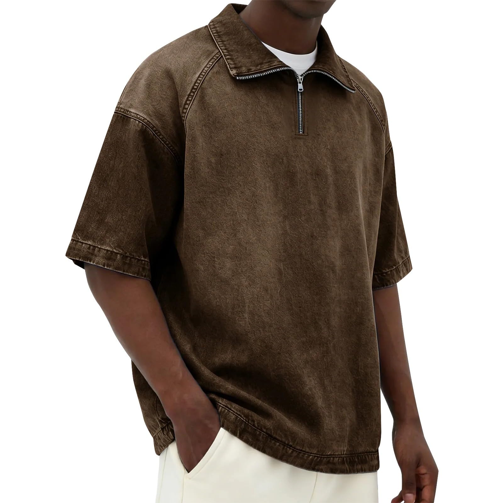 Hombres Manga Casual Camisetas tee con Camisas de Polo Elsticocamisas Hombre Manga cortaSencillo Y Verstil