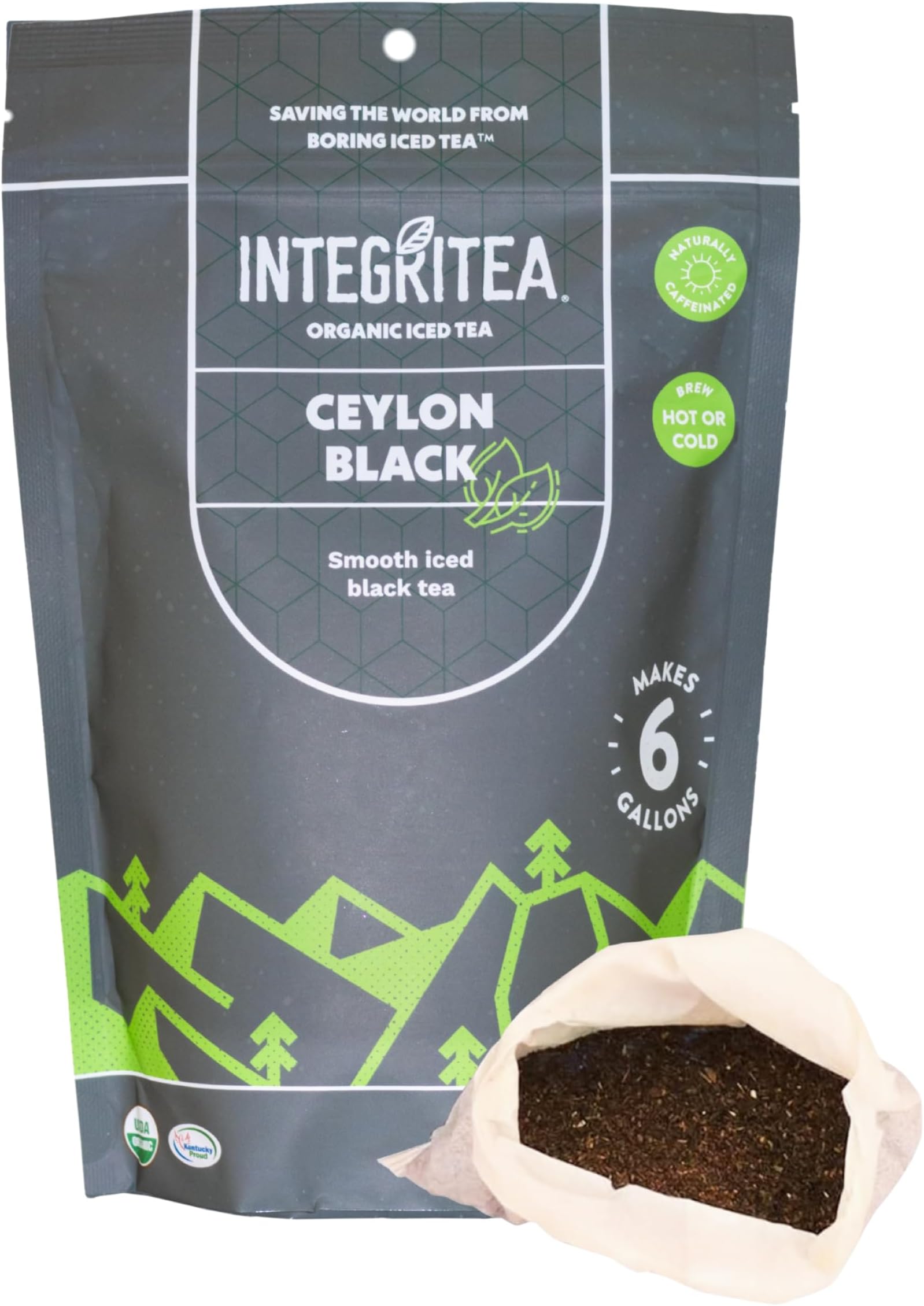 IntegriTEA Ceylon Black Cold Brew Black Tea Bags - 6-Bag Unsweetened Iced Tea Pack for 6 Gallons of Tea - Cold or Hot Brew Organic Iced Black Tea Bags