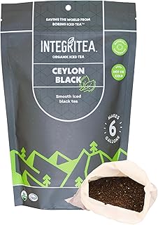 IntegriTEA Ceylon Black Cold Brew Black Tea Bags - 6-Bag Unsweetened Iced Tea Pack for 6 Gallons of Tea - Cold or Hot Brew Organic Iced Black Tea Bags