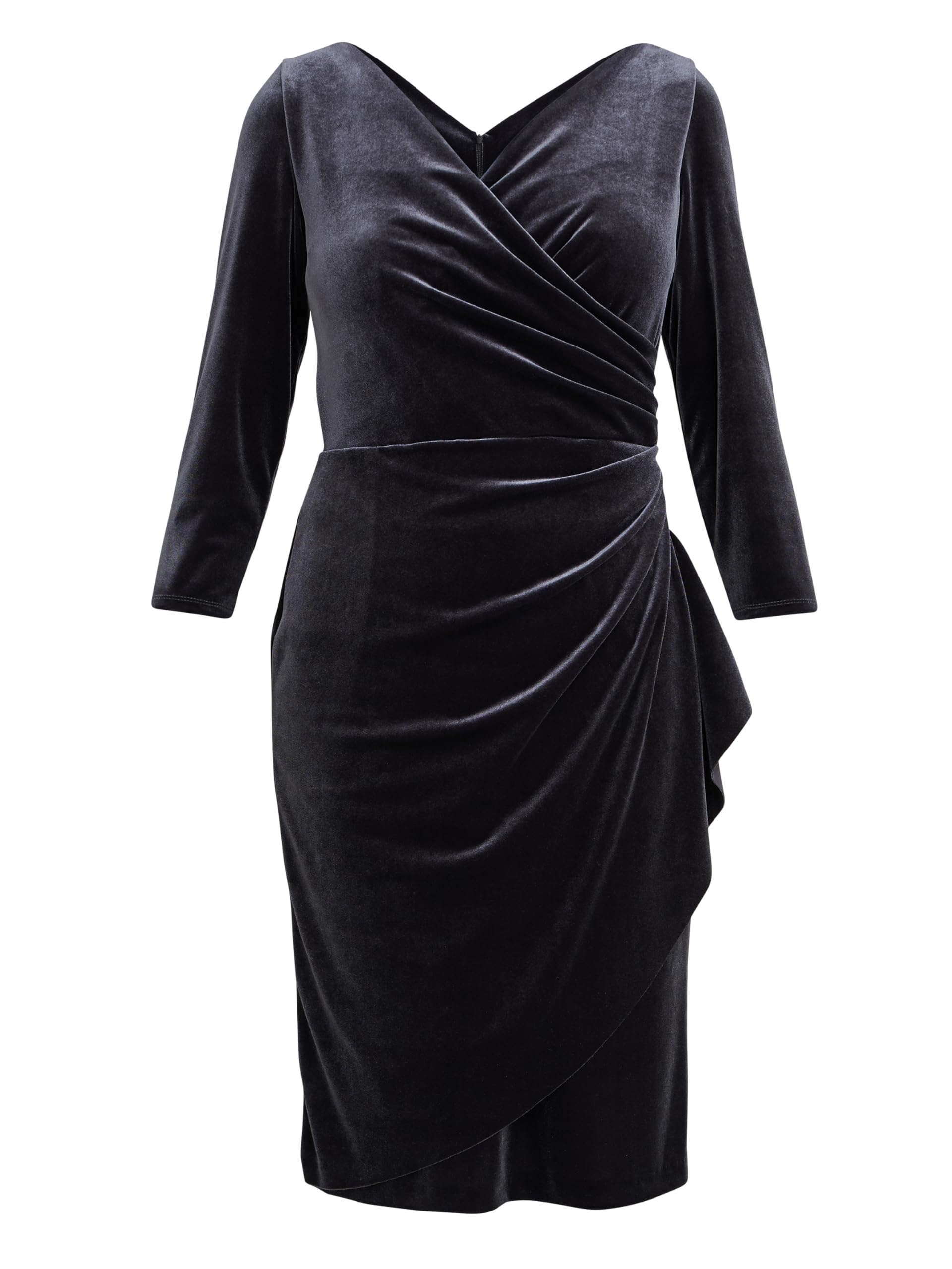 Gina Bacconi Velvet Wrap Dress, Grey, 22