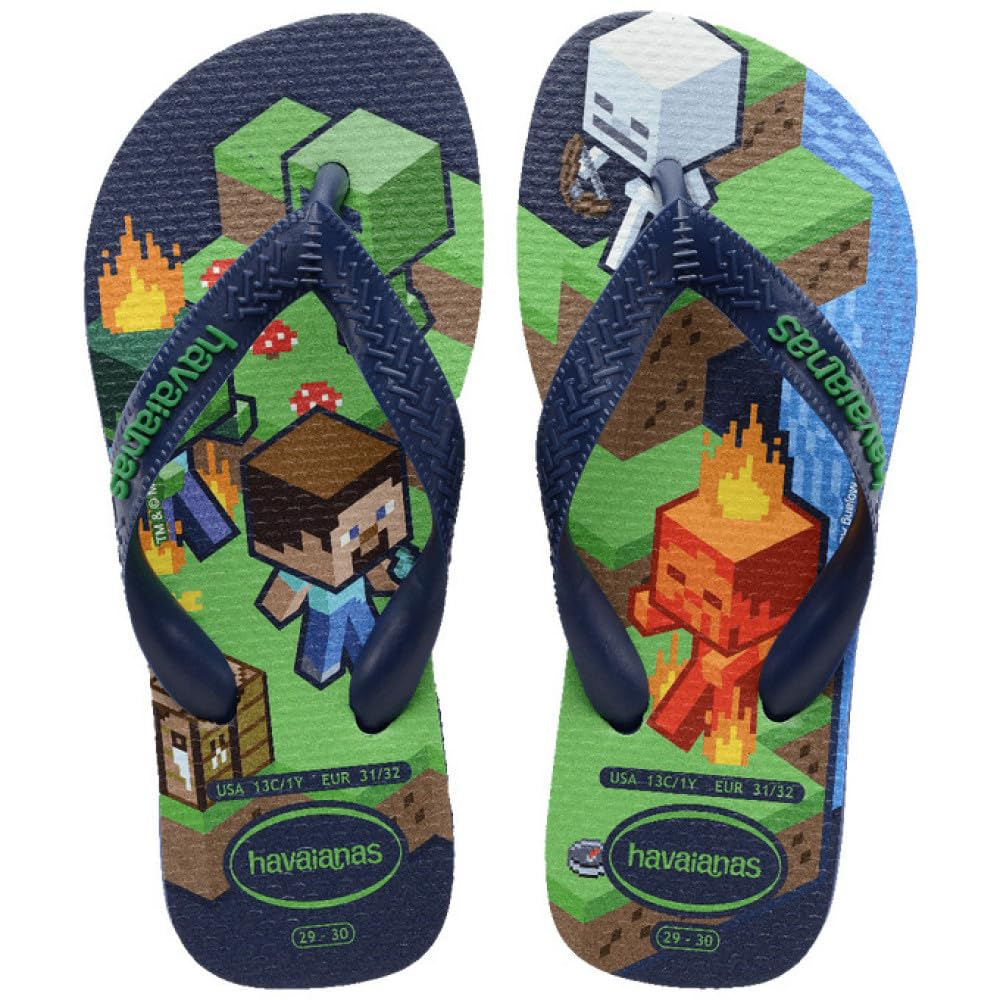 Havaianas Kids Minecraft Boys FlipFlop Navy Blue 12/13 UK Child