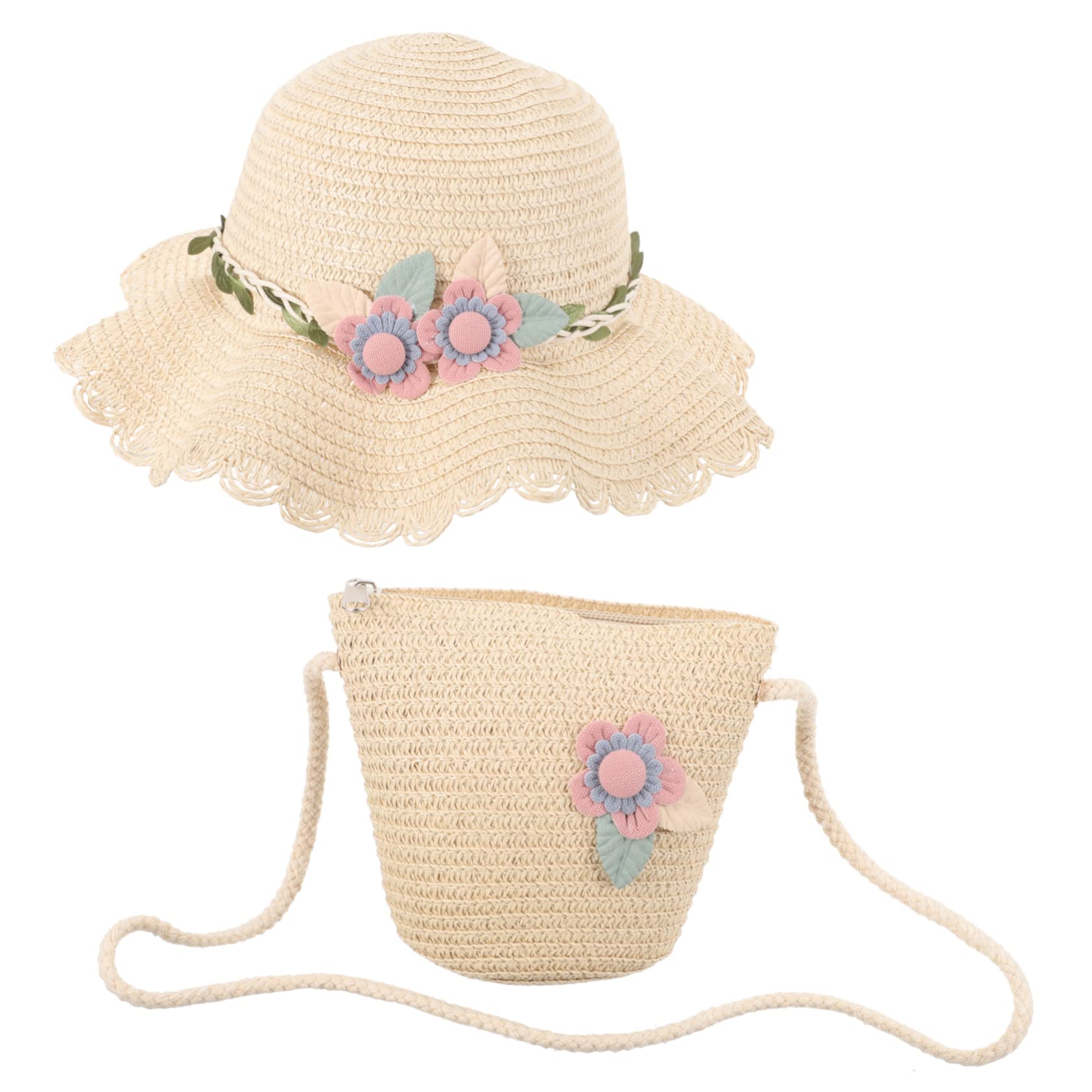 VALICLUD Strandhut Für Mädchen Kappe Damen Hüte Kleinkindermützen -mädchen-Hut Sommermützen Mädchen Hüte Sommer Strandhüte Sombrero De Fischerhut Für Mädchen Tasche Stroh