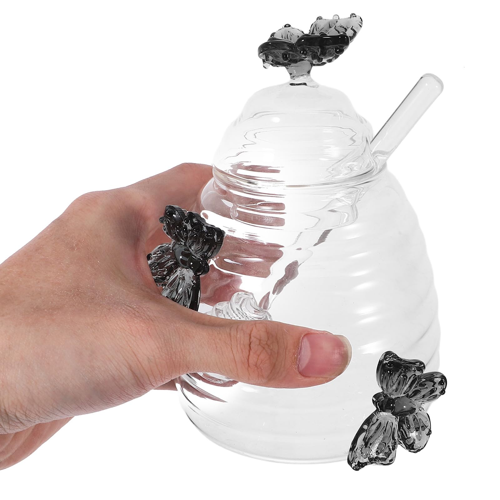 Kreativer Honigtopf aus Glas mit Deckel und Honiglöffel Transparentes Schmetterlingsglas 500 Ml für Küche Dekorativer Honigspender mit Rührstab Wiederverwendbar