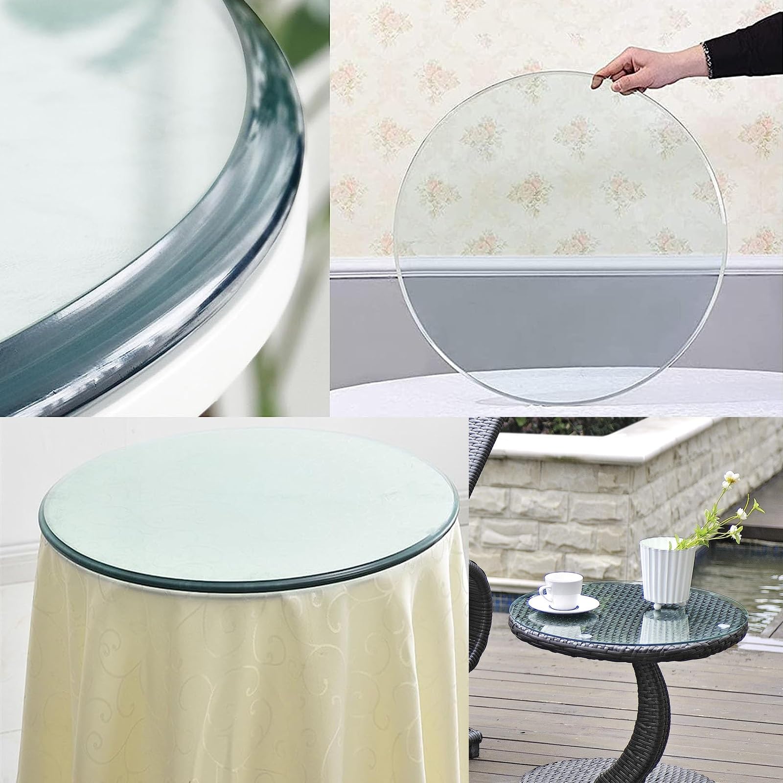 Plateau De Table Rond En Verre Trempé 7 Mm – Diamètre 360 Mm, Transparent Et Résistant - 6