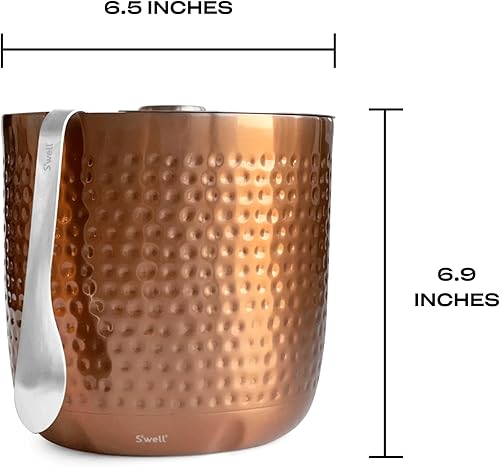 Miniatura 4 de S'well Cubo de hielo de acero inoxidable con pinzas, capacidad para 68 onzas de hielo, sumergido metálico, recipiente aislado al vacío de triple