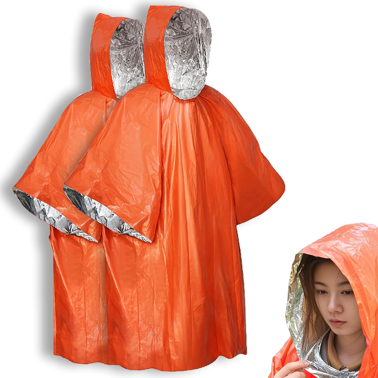 Emergency Survival Poncho with Mylar Liner – Retains 92% Body Heat