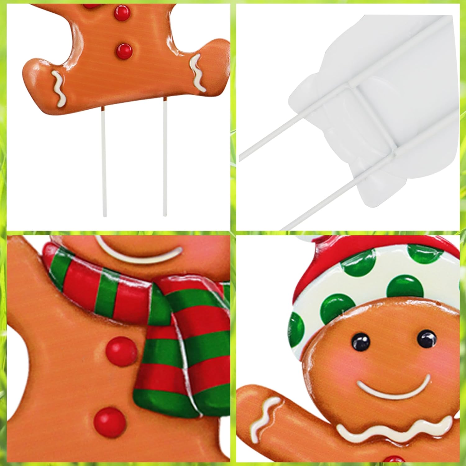 Cute Gingerbread Christmas Decorations Outdoor, Metal Christmas Decor Garden Art, Detachable 3 pcs Gingerbreads Stakes Lawn Ornaments, Christma Gnomes Yard Art Decorations Gift Porch Outside