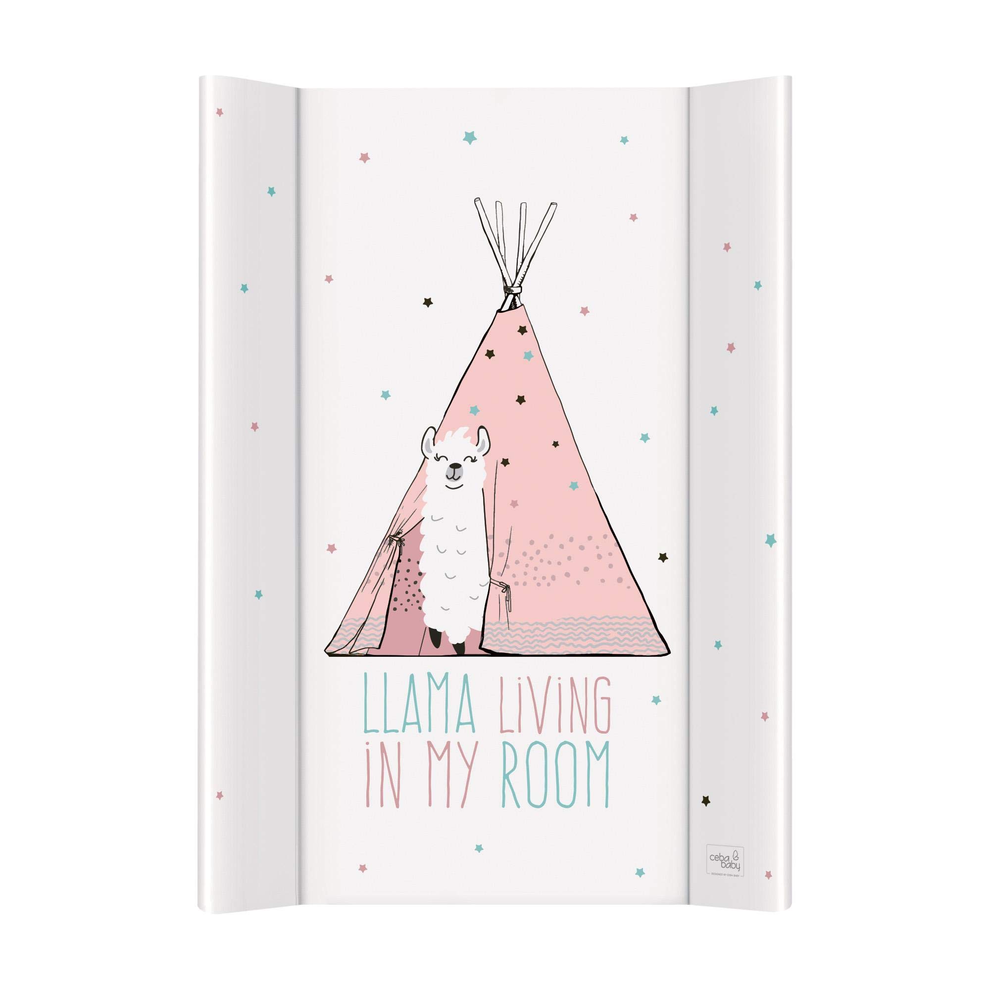 Ceba Baby - Hard Base Changing Mat - Changing Table Mat with 2 Wedges - 80 x 50 cm, 70 x 50 cm - Washable for Girls and Boys - lama - 70x50 cm