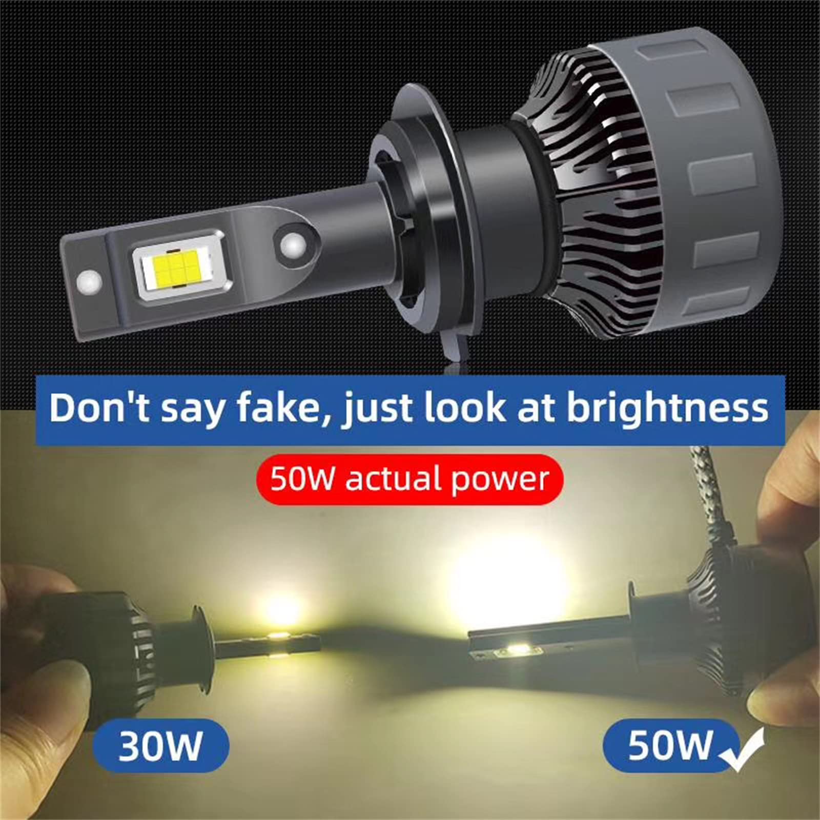 Bombillas LED Para Faros Delanteros, 100 W 30000 Lm, Luz LED Para Coche, Bombillas Para Faros Delanteros Canbus, Lámpara Automática Para Automóviles, 12 V, 6000 K, IP68, Paquete De 2,H7