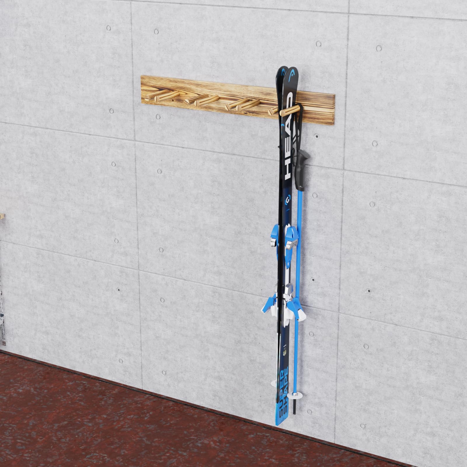 QLS Supporto da sci da parete per 4 paia di bastoncini da trekking da 90 cm