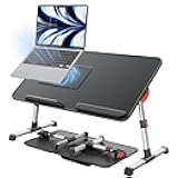 Laptop Desk for Bed with Cooling Fan, SAIJI Height & Angle Adjustable Laptop Stand for Bed, Lap Desk Tray Table, Lightweight Foldable Portable Computer Table for Couch Sofa Chair Floor Desk (Black)