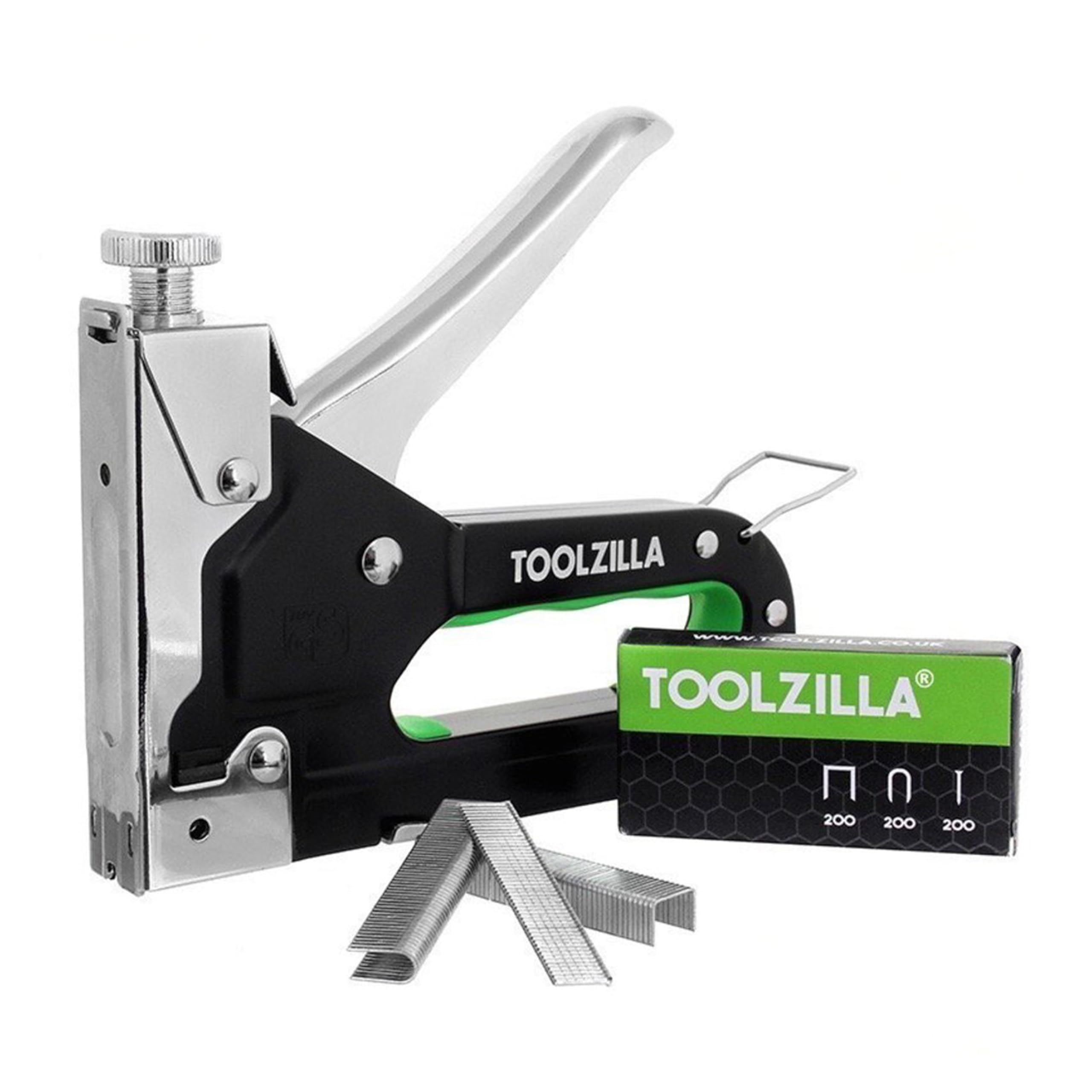 TOOLZILLA 3-in-1 Heavy Duty Staple Gun and 600 Staples Selection Pack - Professional Set with Multiple Usage as Staple Gun for Wood, Craft, DIY, Teachers, Upholstery Work