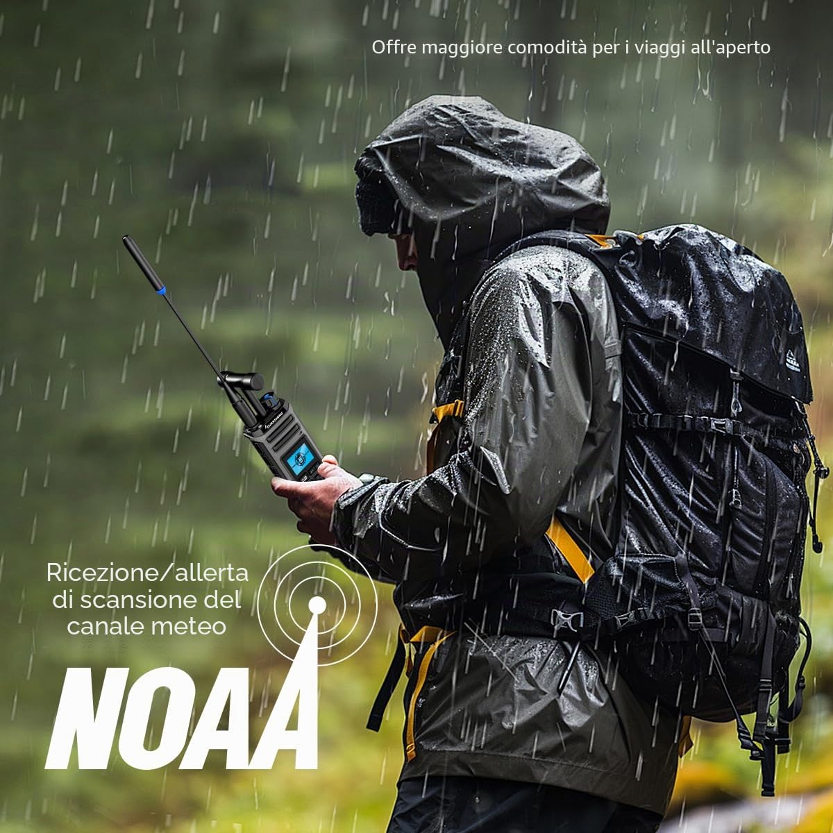 Quansheng TK-11(5) Two Way Radio PMR446 10W VHF/UHF con 999 Canali, IP55 Waterproof, Batteria 2500mAh, Tipo-C, CE Certificato per Uso Commerciale Esterno