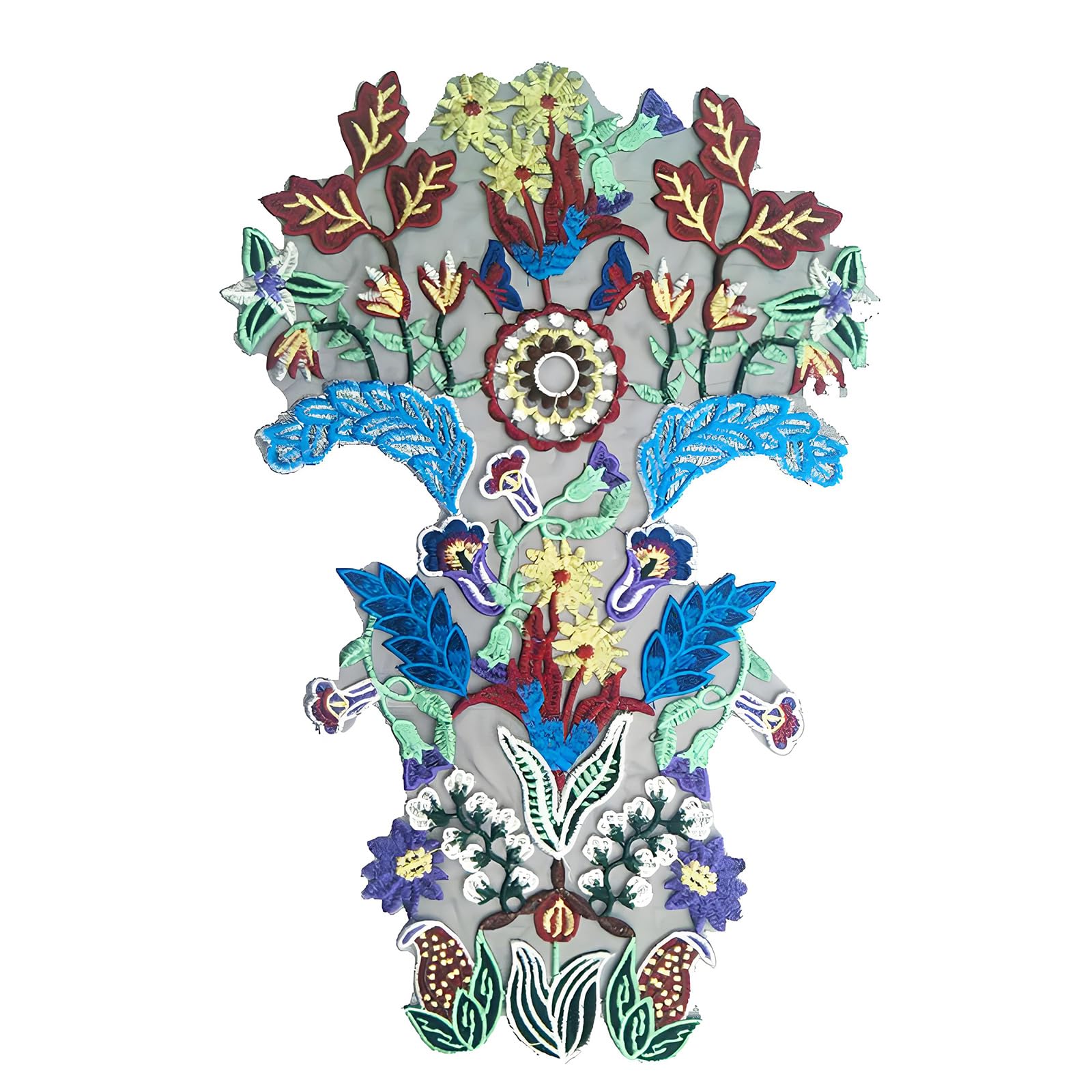 Multicolor Sew-on Applique, Embroidered Floral Textile Accent for Dress, Blouse, and Garment Detailing Projects Floral Embroidery Applique Clothing Embellishment Blouse Trim Dress Accent Decorative