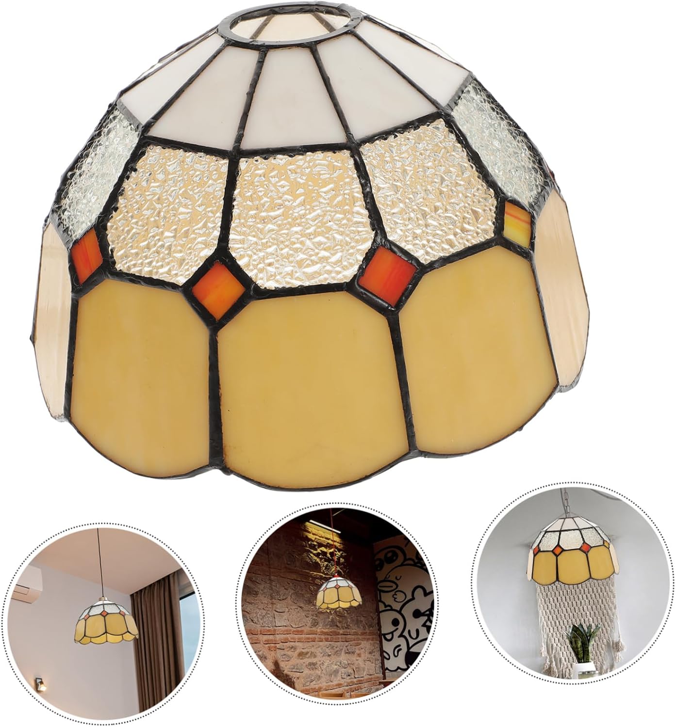 PRETYZOOM Chandelier Glass Shade Replacement for Socket Elegant Victorian Style Wall Lamp Cover Stained Glass Pendant Lamp Shade for Dining Room Bedroom and Living Room