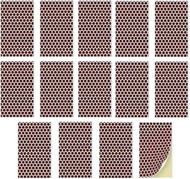 14PCS Match Striker Paper, Self Adhesive Match Strike Paper Circles, Phosphorus Paper Rounds Dots, Matches Strikers Stickers Sheets, Match Eraser Leather Flower Paper with Honeycomb Pattern