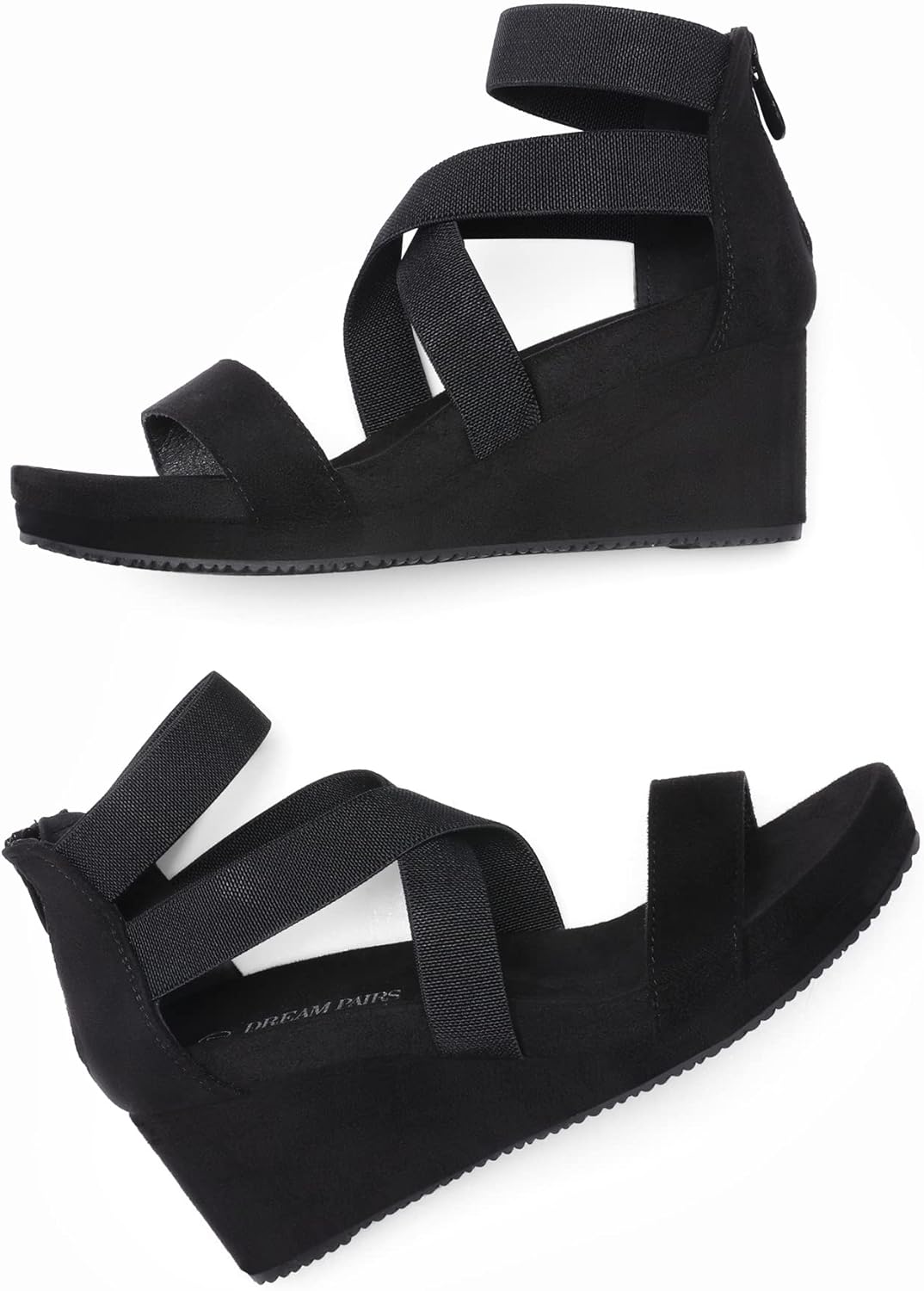 DREAM PAIRS Womens Elastic Ankle Strap Open Toe Platform Wedge Sandals Comfortable Summer Shoes - Image 3