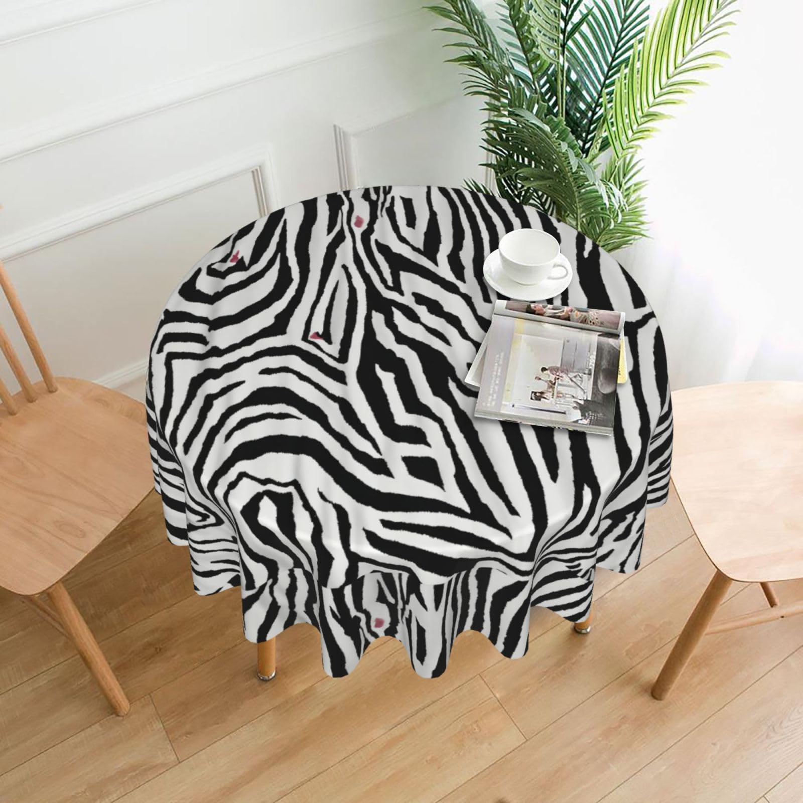 UVBDF Zebra Print Print Multipurpose Round Tablecloth 60in Polyester Cover for Coffee Table Kitchen Desk Home Gift