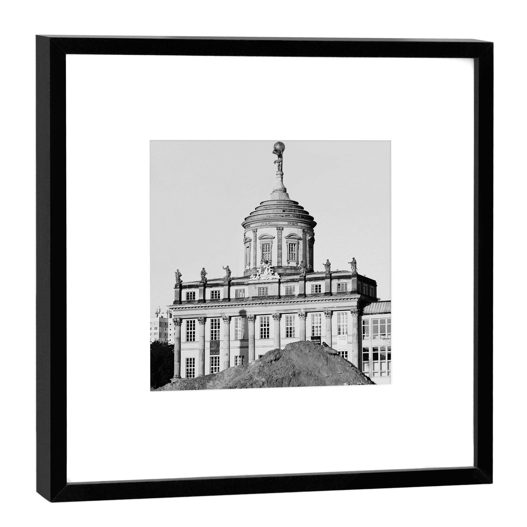 Cadre photo en bois de la Rathaus de Potsdam noir format 27x27 cm